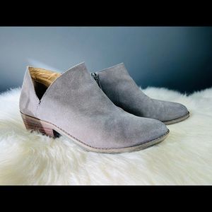 CCO!  Lucky Brand Frankela Side Zip Suede Booties